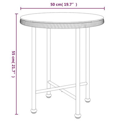 vidaXL Dining Table Black Ø19.7" Tempered Glass and Steel