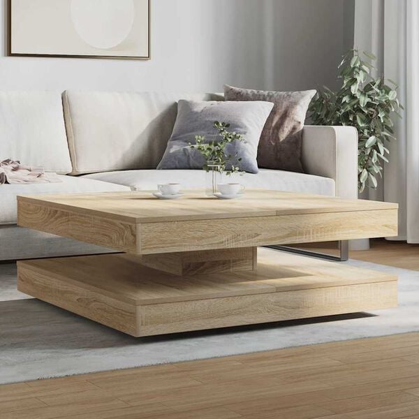 vidaXL Coffee Table Sonoma Oak Engineered Wood 35.4 x 35.4 in Rotatable