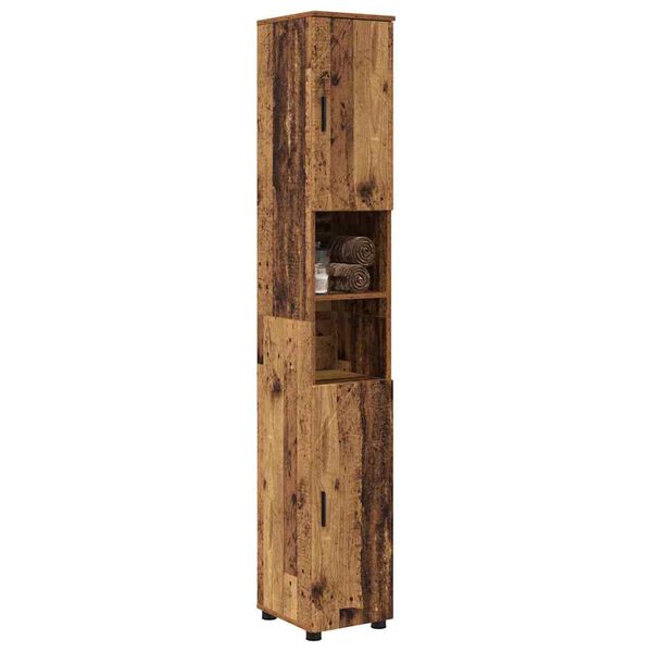 vidaXL Bathroom Cabinet with Storage Old Wood 11.81 x 13.78 x 75.59 in