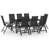 vidaXL Dining Set Anthracite Aluminum, textilene, glass Large Foldable