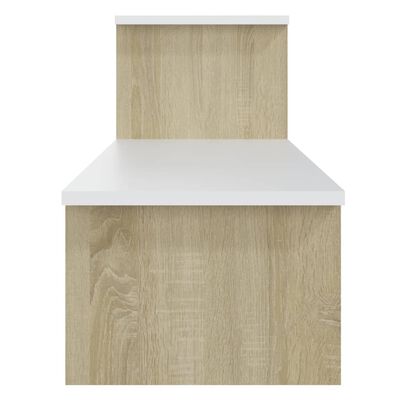 vidaXL TV Stand Sonoma Oak and White 70.9"x11.8"x16.9" Engineered Wood