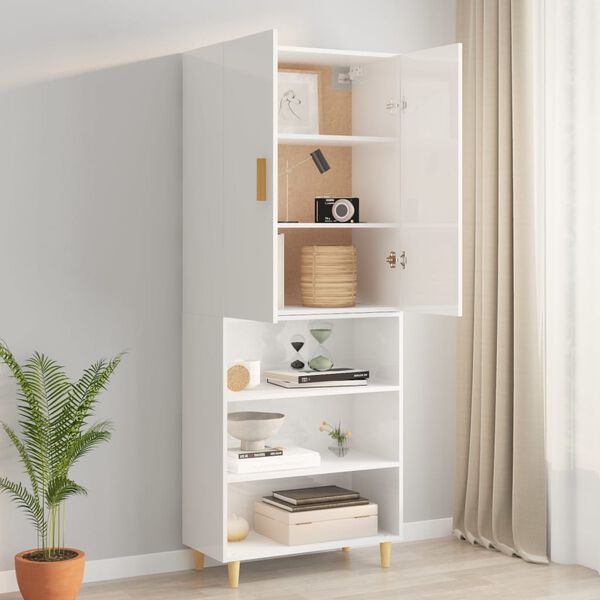 vidaXL Hanging Wall Cabinet High gloss white Engineered wood