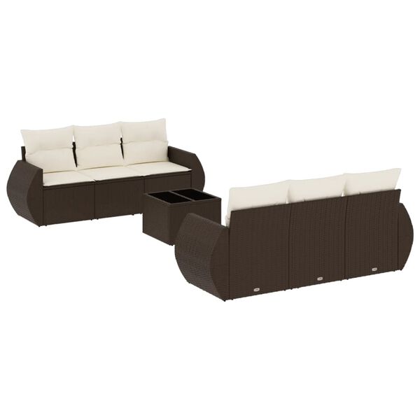 vidaXL Garden Sofa Set Brown and Cream White