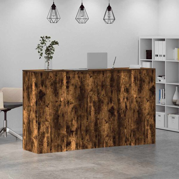 vidaXL Reception Desk Smoked Oak Engineered Wood Large Reception Desk
