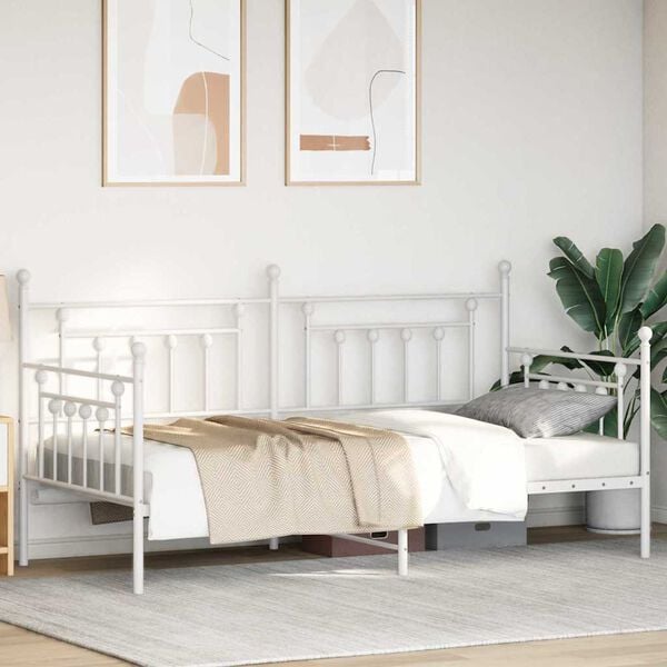 vidaXL Daybed Frame with Headboard White 39.4" x 78.7" Steel