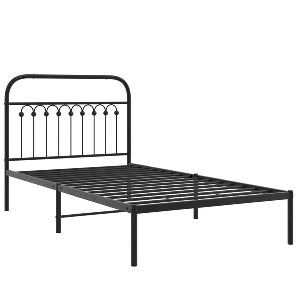 vidaXL Bed Frame Black Steel Twin Bed Frame Rectangular Traditional