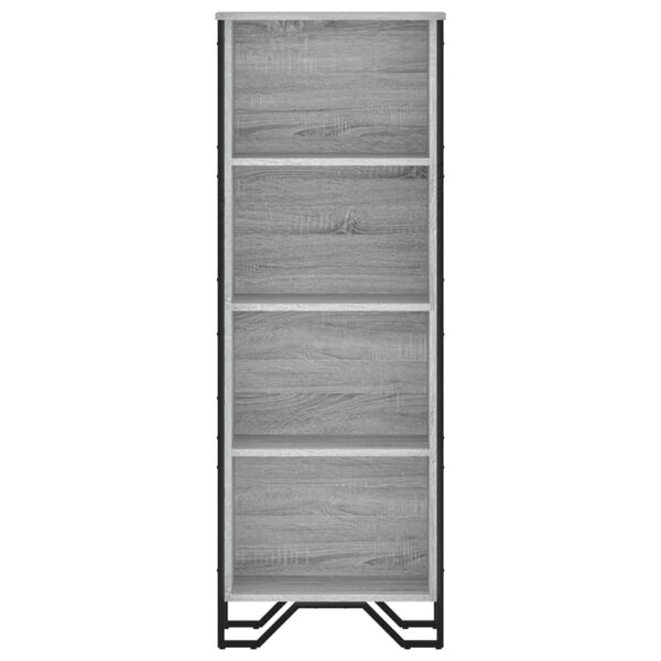 vidaXL Bookcase Grey Sonoma Engineered wood, Metal Slim Bookcase