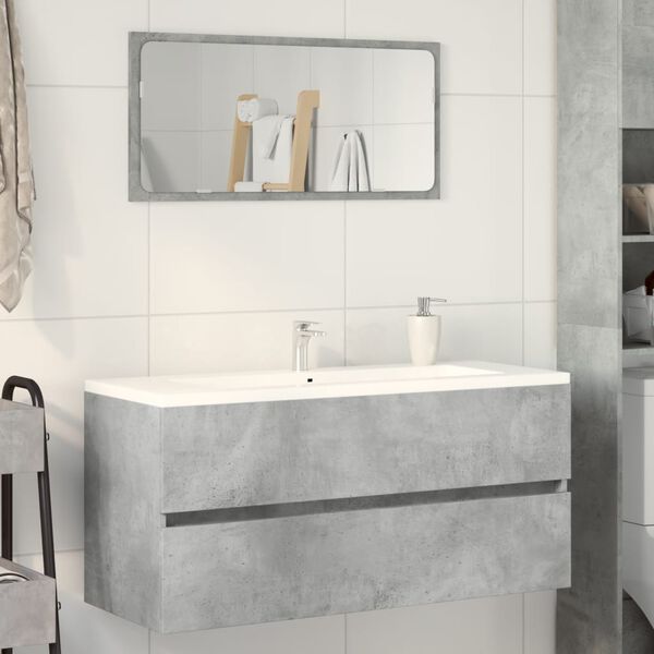 vidaXL Sink Cabinet Concrete Grey Engineered Wood 39.4 x 15.2 x 17.7 in