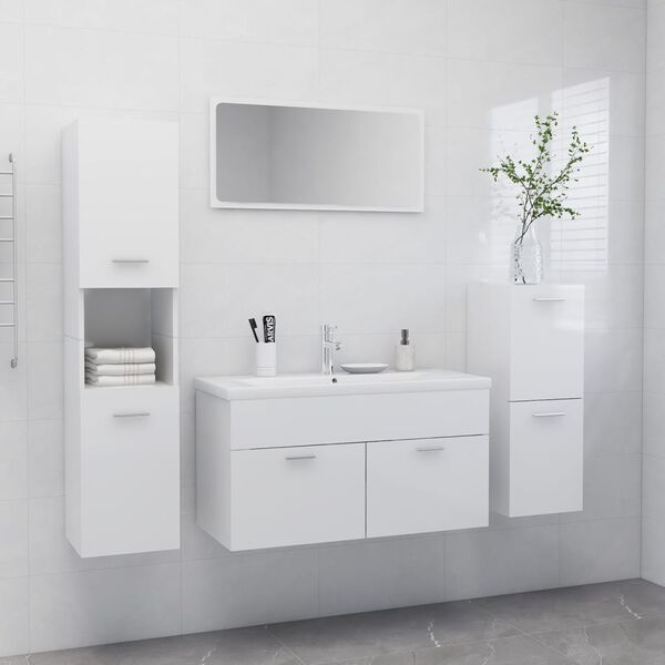 vidaXL Bathroom Furniture Set High gloss white
