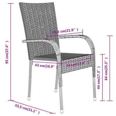 vidaXL 3 Piece Patio Dining Set Gray and Black