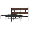 vidaXL Bed Frame Brown Oak Steel, Engineered Wood Full Bed Frame