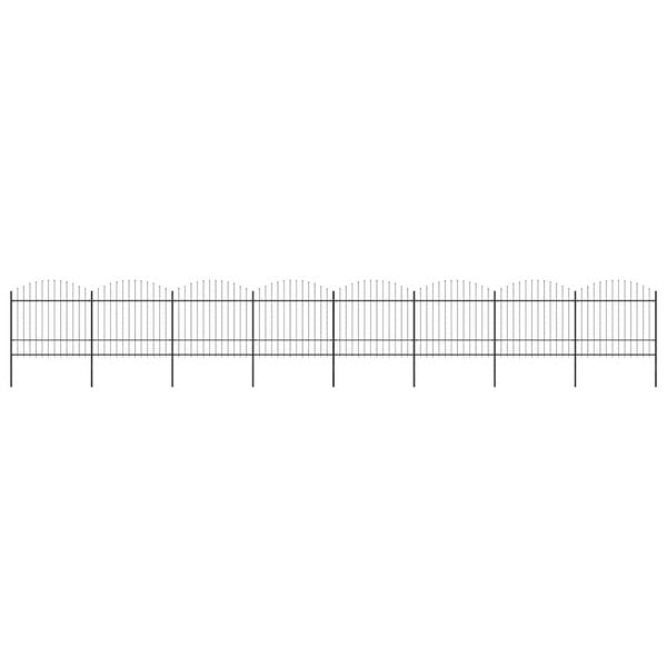 vidaXL Garden Fence with Spear Top Steel 561.4"x68.9" Black