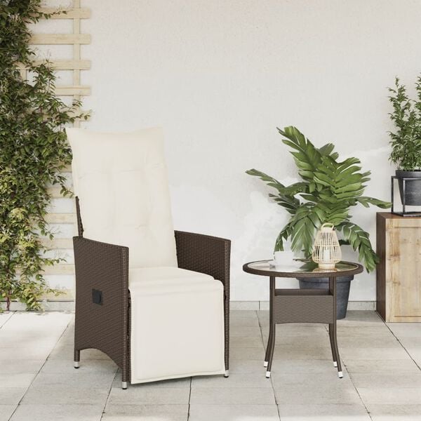 vidaXL Reclining Garden Chair Brown Poly Rattan One size