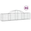 vidaXL Gabion Basket Set of 6 Silver Galvanized Iron 78.7x11.8x23.6 in