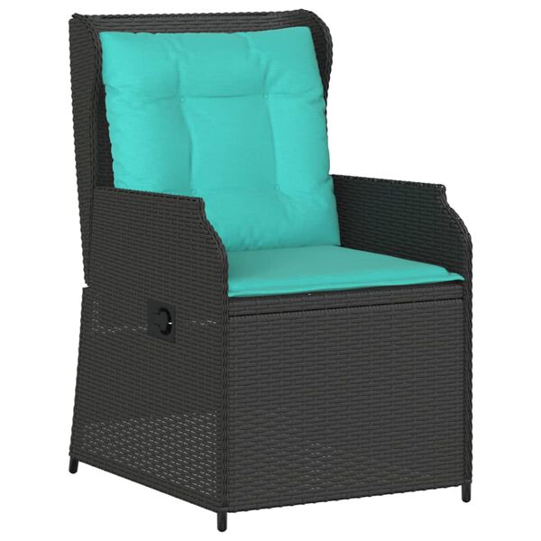 vidaXL Reclining Patio Chair Set of 2 Black PE rattan Standard