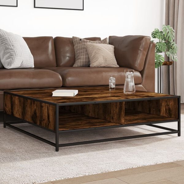 vidaXL Coffee Table Smoked oak and black Engineered wood and metal