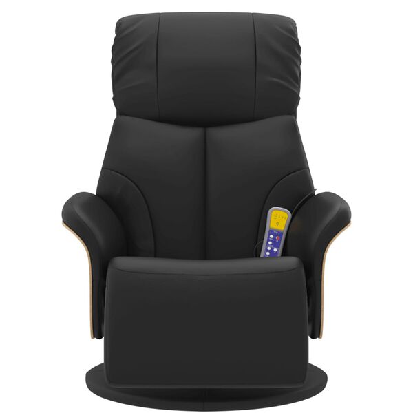 vidaXL Massage Recliner Chair Black Faux Leather Large Swivel