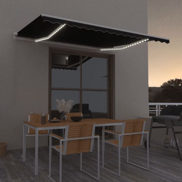 vidaXL Retractable Awning Anthracite Powder-coated aluminum