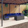 vidaXL Garden Lounge Set Grey PE rattan, powder-coated steel, plastic