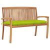 vidaXL Stacking Patio Bench with Cushion 50.6'' Solid Teak Wood