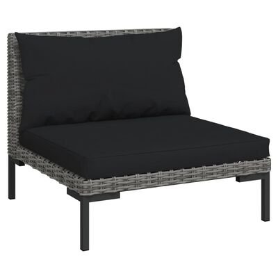 vidaXL 3 Piece Patio Lounge Set Dark Gray Half Round Poly Rattan