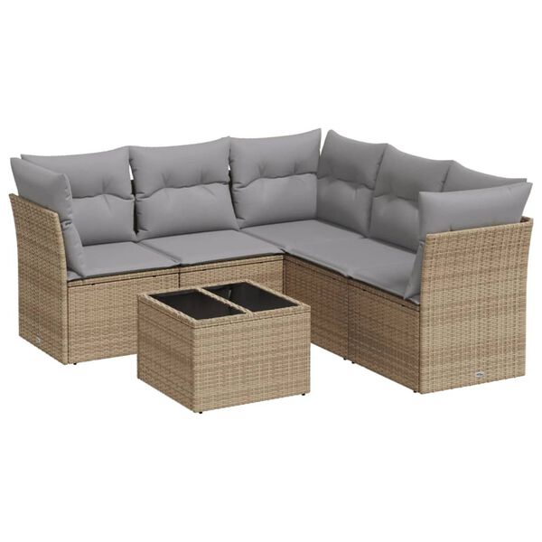vidaXL Garden Sofa Set Beige PE Rattan Standard Modular