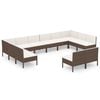 vidaXL Garden Lounge Set Brown PE Rattan, Powder-Coated Steel, Polyester