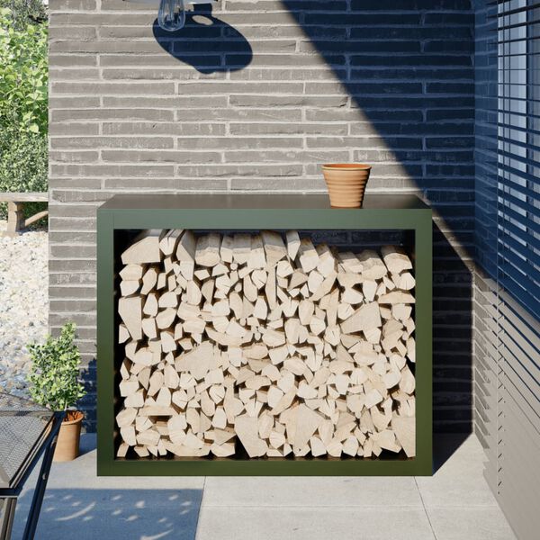vidaXL Firewood Rack Green 39.4x15.7x31.5" Steel