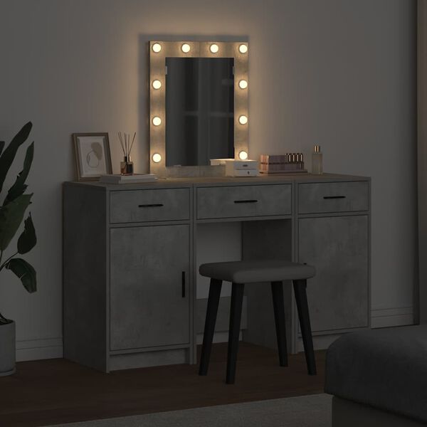 vidaXL Dressing Table Grey 19.69 x 16.14 x 53.15 in Engineered Wood