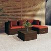 vidaXL Garden Lounge Set Brown with Cinnamon red cushions