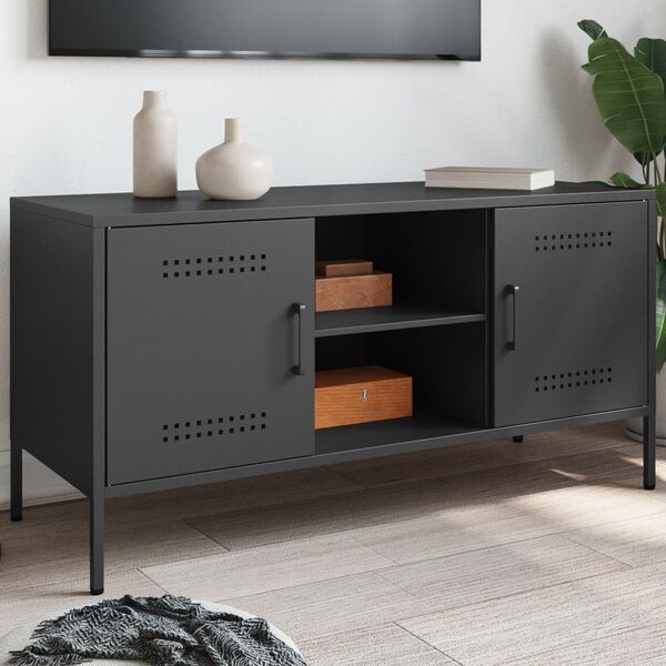 vidaXL TV Cabinet Black Steel 39.6 x 15.4 x 19.9 in TV Cabinet