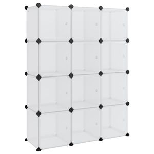 vidaXL Storage Cube Organizer Transparent PP Plastic, Steel Large