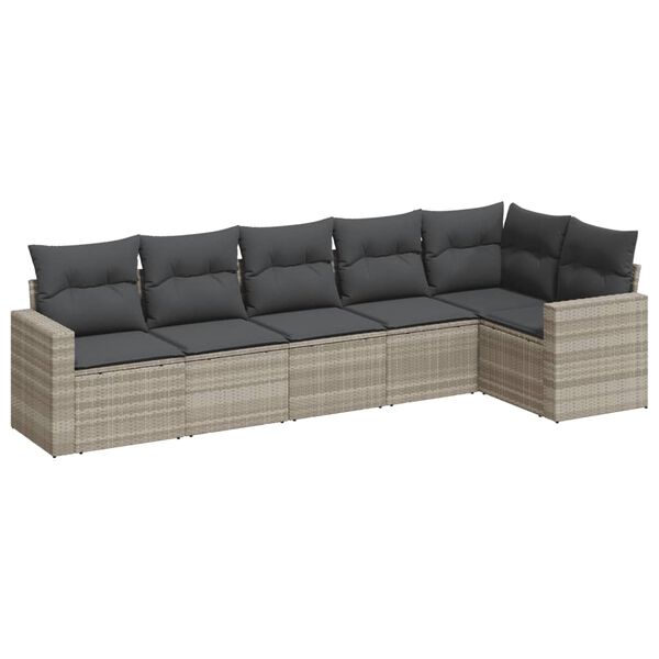 vidaXL Garden Sofa Set Light Grey PE Rattan Large Modular