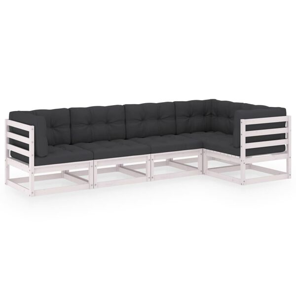 vidaXL Garden Lounge Set White and Anthracite