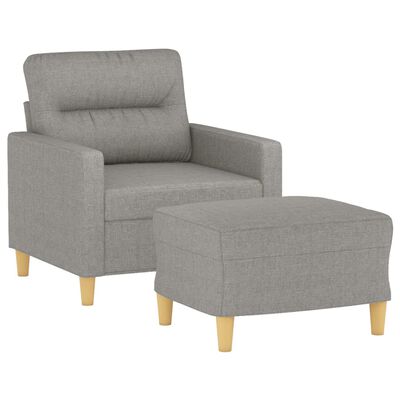 vidaXL Sofa Chair with Footstool Light Gray 23.6" Fabric
