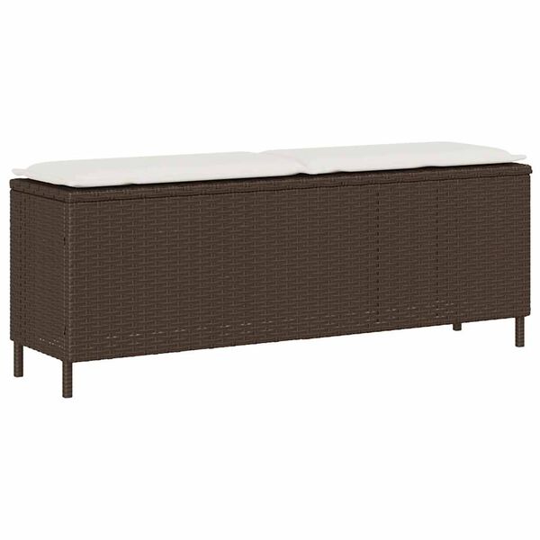 vidaXL Patio Bench with Cushion Brown 43.3x11.8x15.9" Poly Rattan