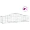 vidaXL Gabion Basket Set of 9 Silver Galvanized Iron Large Sturdy