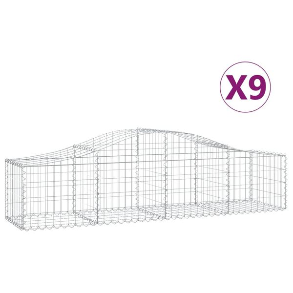 vidaXL Gabion Basket Set of 9 Silver Galvanized Iron Large Sturdy