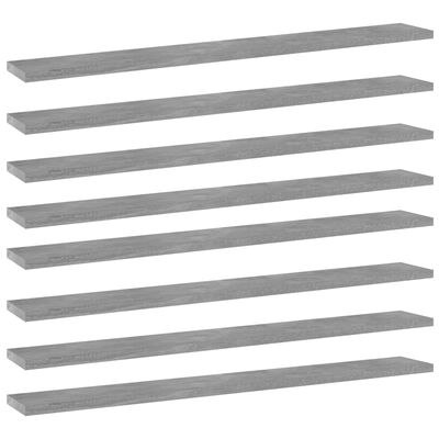 vidaXL Bookshelf Boards 8 pcs Concrete Gray 31.5"x3.9"x0.6" Engineered Wood