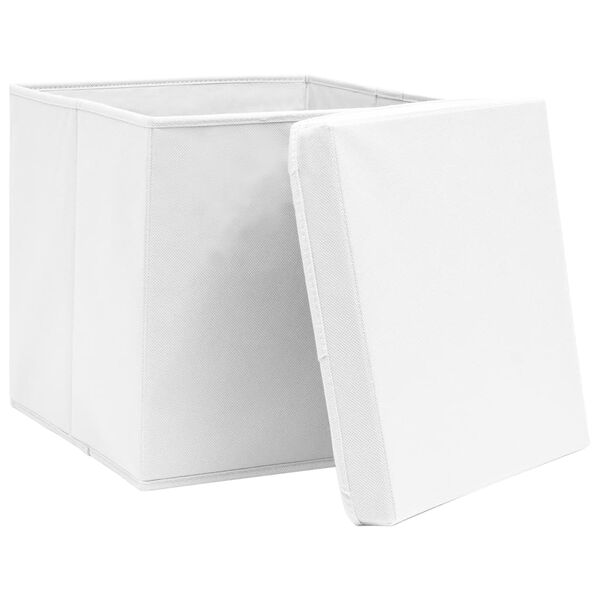 vidaXL Storage Box Set of 10 White Non-woven Fabric Medium Foldable