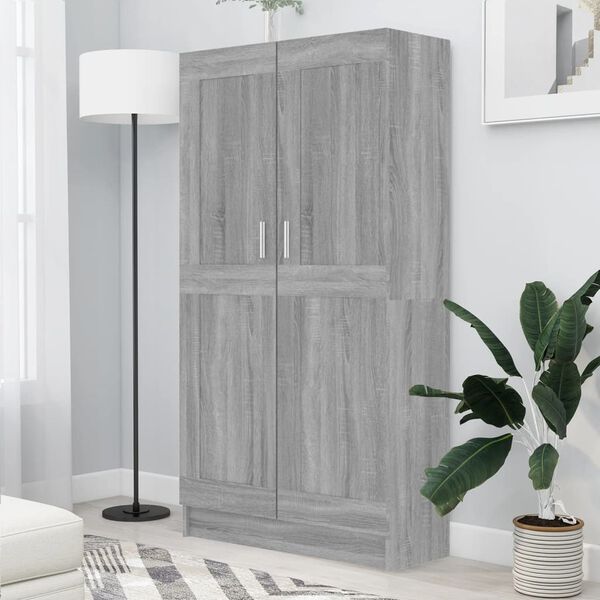 vidaXL Book Cabinet Grey Sonoma Engineered Wood Tall Book Cabinet