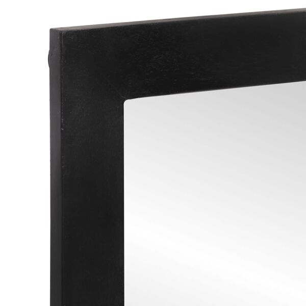 vidaXL Bathroom Mirror Black Glass, Solid Mango Wood Medium Mirror