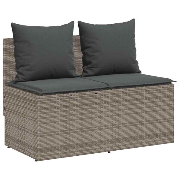 vidaXL 3 Piece Garden Dining Set with Cushions Grey Poly Rattan