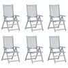 vidaXL Garden Chair Set of 6 Grey, Blue Solid Acacia wood, 100% polyester