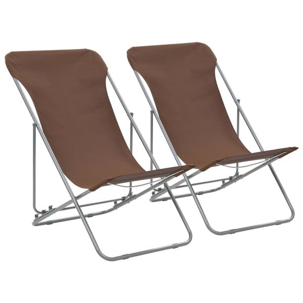 vidaXL Beach Chair Set of 2 Brown