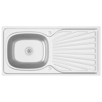 vidaXL Kitchen Sink with Drainer Set Silver 39.4"x19.7"x6.1" Stainless Steel