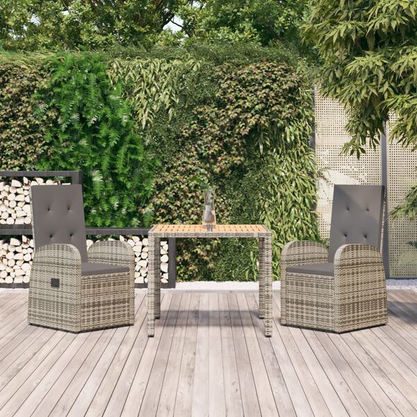 vidaXL Garden Dining Set Grey