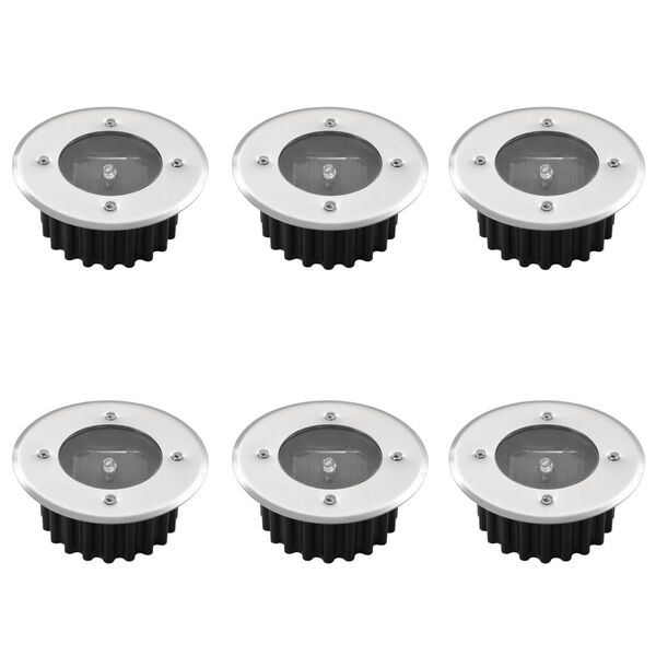 vidaXL Garden Light Set of 6 Silver, Black Stainless Steel, PP Compact