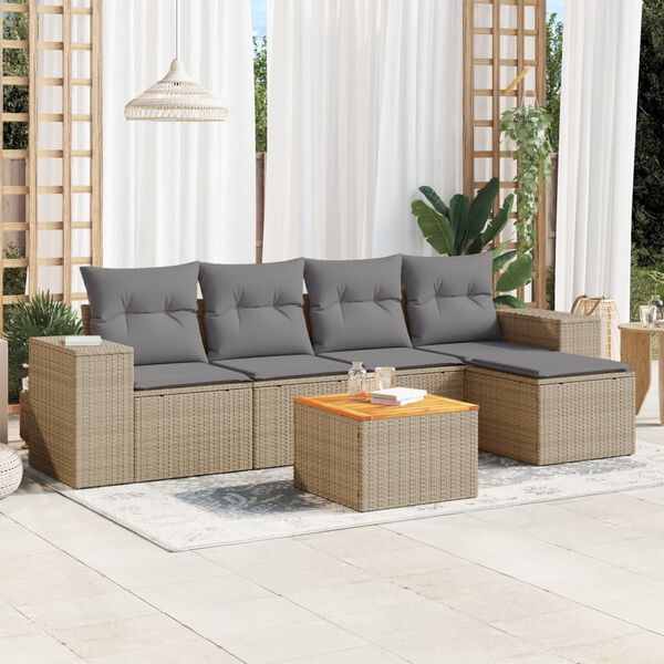 vidaXL Garden Sofa Set Beige, Light Grey