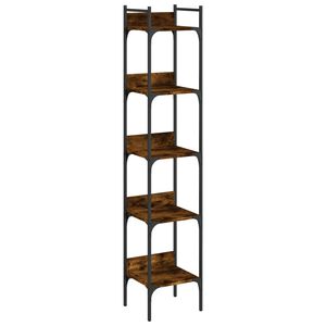 vidaXL Bookshelf Smoked Oak Engineered Wood 5-Tier, Tall, Narrow